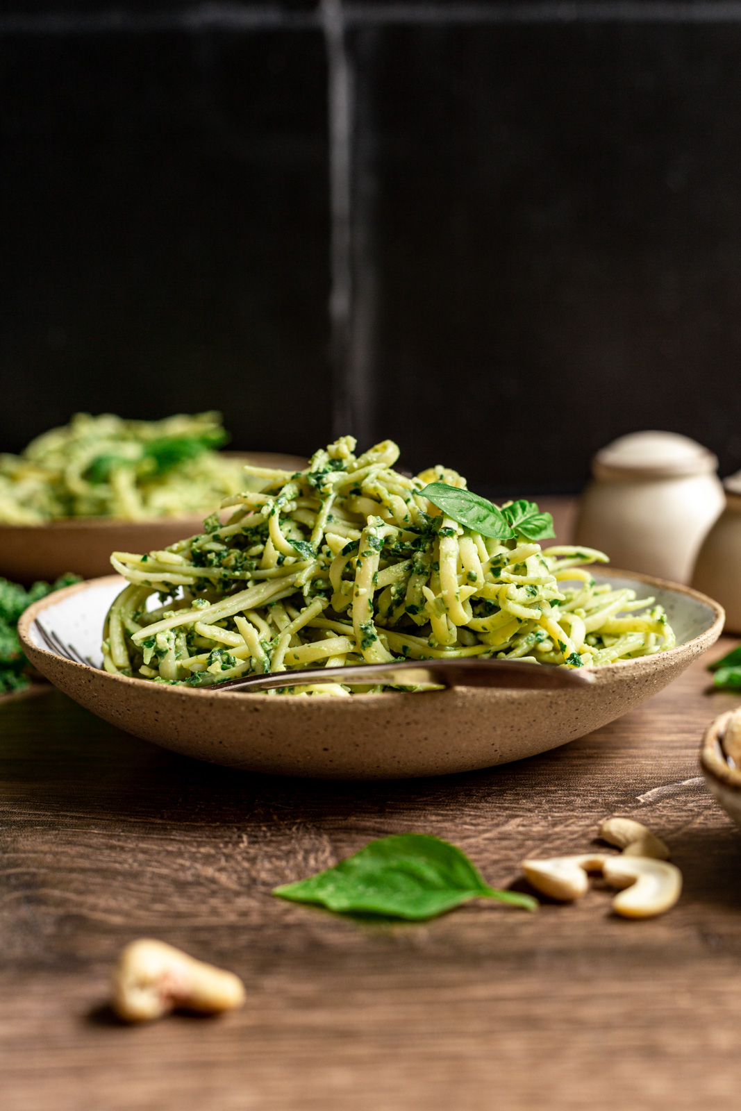 Vegan Kale Cashew and Basil Pesto Pasta